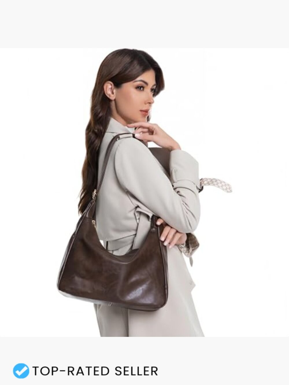 Vegan Leather Crossbody Hobo Bag Foldable Slouchy Shoulder Purse Adjustable - Picture 2 of 7